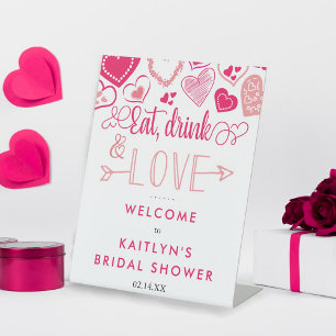 "Eat, Drink & Love" Valentinstag-Junggesellinnen-A Sockelschild