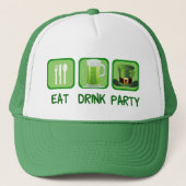 Eat Drink Party Funny St. Patrick's Day Truckerkappe (Vorderseite)