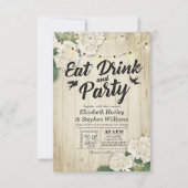EAT Drink & Party Hochzeit Blume Holzwand Einladung (Vorderseite)