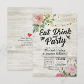EAT Drink Party Rustikale Blumenstrauß Hochzeit Einladung (Vorne/Hinten)