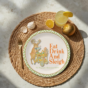 Eat Drink Sleigh Tropical Christmas Paper Plate Pappteller