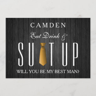 Eat Drink & Suitup Gold Werden Sie mein Bestman se Einladung