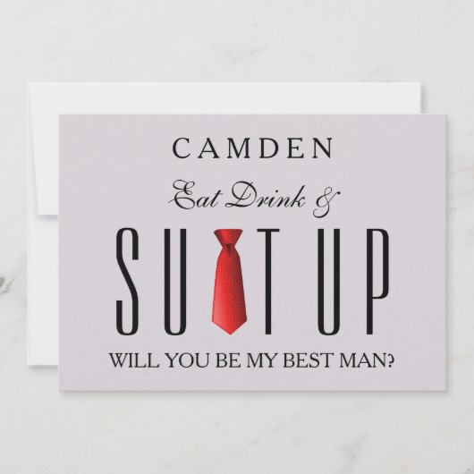 Eat Drink & Suitup Red Werden Sie mein Bestman Inv Einladung (Vorderseite)