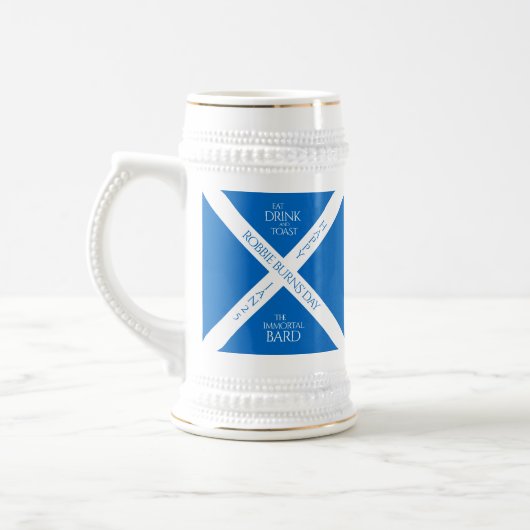 Eat Drink und Toast Robbie Burns Schottische Flagg Bierglas (Links)