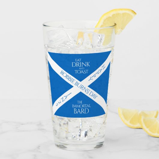 Eat Drink und Toast Robbie Burns Schottische Flagg Glas (Rückseite Ice)