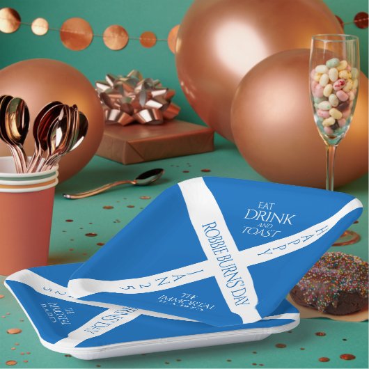 Eat Drink und Toast Robbie Burns Schottische Flagg Pappteller (Multi)
