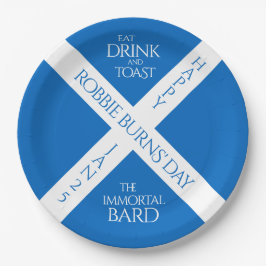 Eat Drink und Toast Robbie Burns Schottische Flagg Pappteller