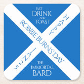 Eat Drink und Toast Robbie Burns Schottische Flagg Rechteckiger Pappuntersetzer (Vorderseite)