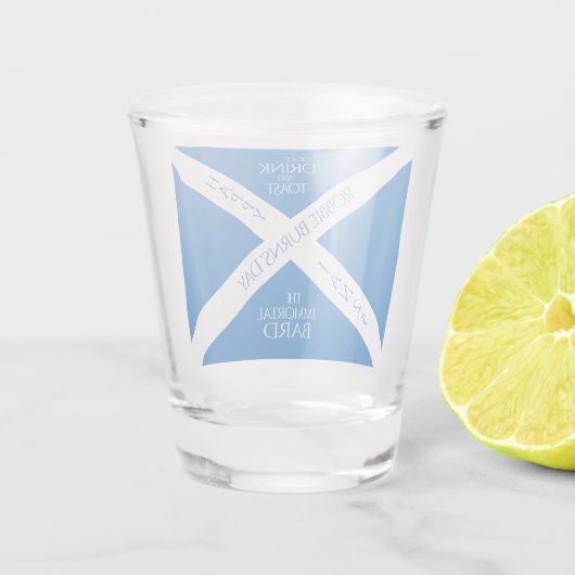 Eat Drink und Toast Robbie Burns Schottische Flagg Schnapsglas (Rückseite)