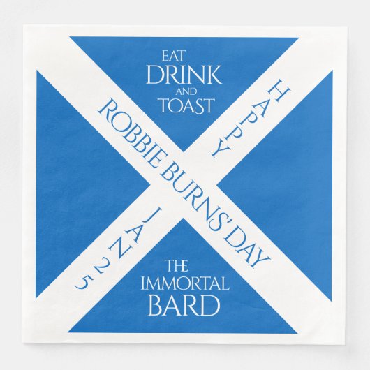 Eat Drink und Toast Robbie Burns Schottische Flagg Serviette (Vorderseite)