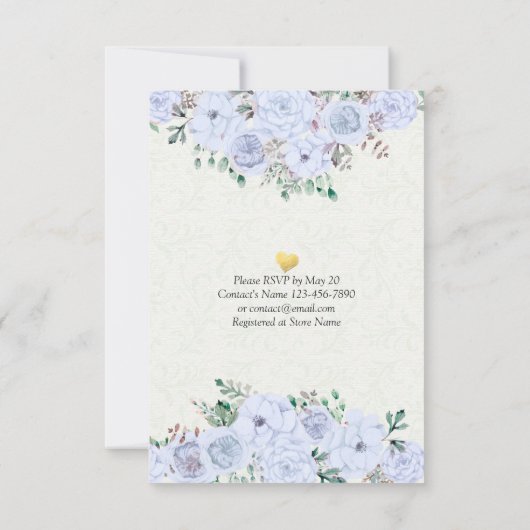 EAT Drink Verheiratet Hochzeit florale Silber Scri Einladung (Rückseite)