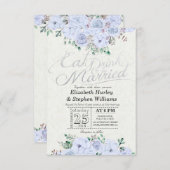 EAT Drink Verheiratet Hochzeit florale Silber Scri Einladung (Vorne/Hinten)