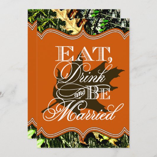 Eat Drink Verheiratete Jagd Camouflage Hochzeit Ei Einladung (Vorne/Hinten)