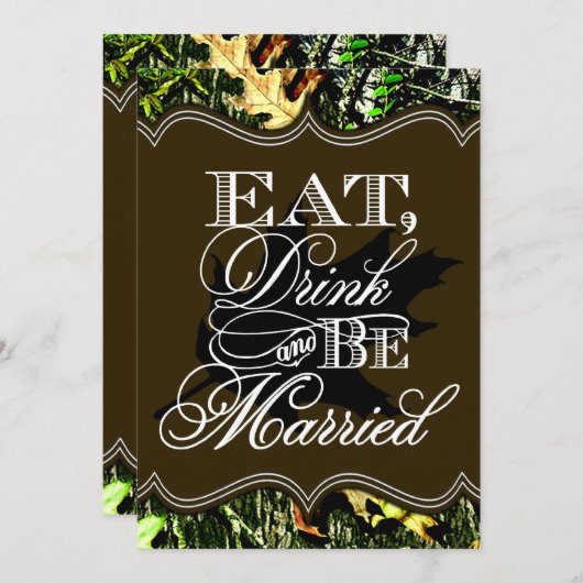 Eat Drink Verheiratete Jagd Camouflage Hochzeit Ei Einladung (Vorne/Hinten)