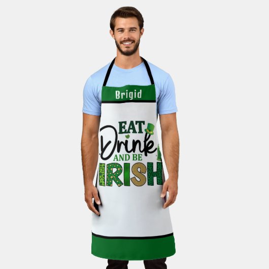 Eat Drinks be Irish Schürze - Funny Personalisiert (Getragen)