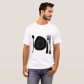 Eat Eat Black and White Plate and Utensils Graphic T-Shirt (Vorne ganz)