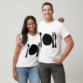 Eat Eat Black and White Plate and Utensils Graphic T-Shirt (Unisex)