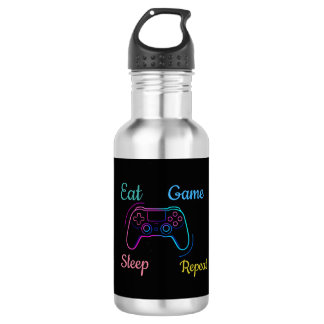 Eat Game Sleep Repeat | Neon-Gamer individuell anp Edelstahlflasche