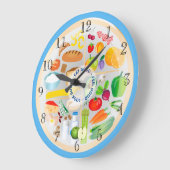 Eat Healthy Colourful Food Groups Kitchen Large C Große Wanduhr (Winkel)