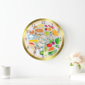 Eat Healthy Colourful Food Groups Kitchen Round Cl Große Wanduhr (Zuhause)
