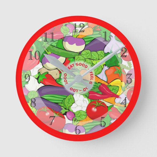 Eat Healthy Colourful Vegetables Kitchen Runde Wanduhr (Vorderseite)