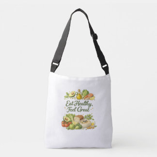 Eat Healthy Feel Great Healthy Nutrition Life Tote Tragetaschen Mit Langen Trägern