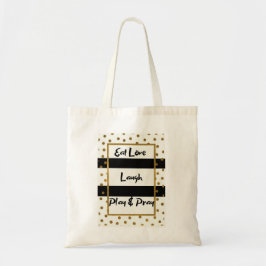 Eat Liebe lachen beten spielen Golddots Tote Tasch Tragetasche