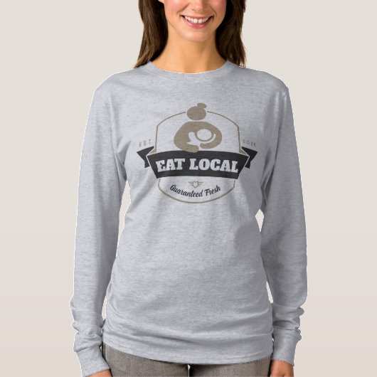 "Eat Local" Stillen Mama & Baby Humour T-Shirt (Vorderseite)