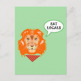 Eat Locals Funny Lion Studentenhumor Cartoon Postkarte