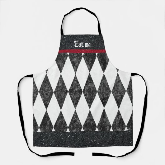 EAT ME albernen, anpassbaren Text Harlequin Raute Schürze (Vorderseite)