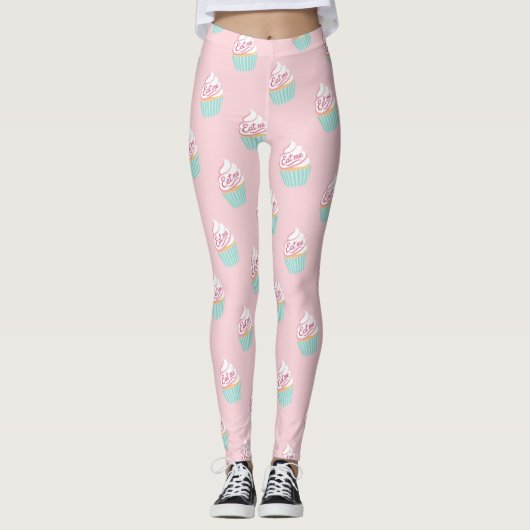 "Eat Me" Cupcake-Muster Leggings (Vorderseite)