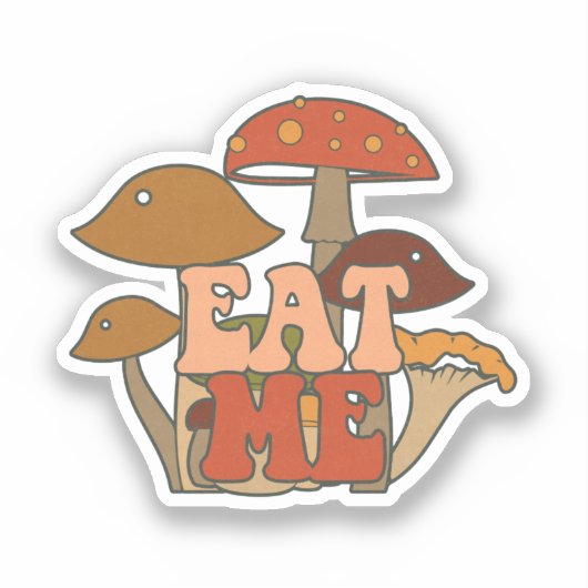 "Eat Me" - Whimsical Mushroom Design Aufkleber (Vorderseite)