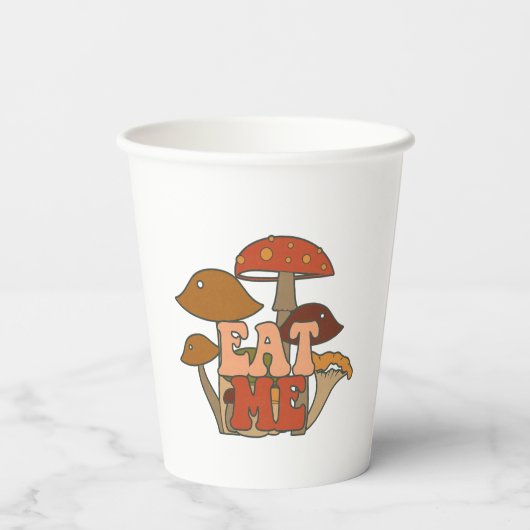 "Eat Me" - Whimsical Mushroom Design Pappbecher (Rückseite)