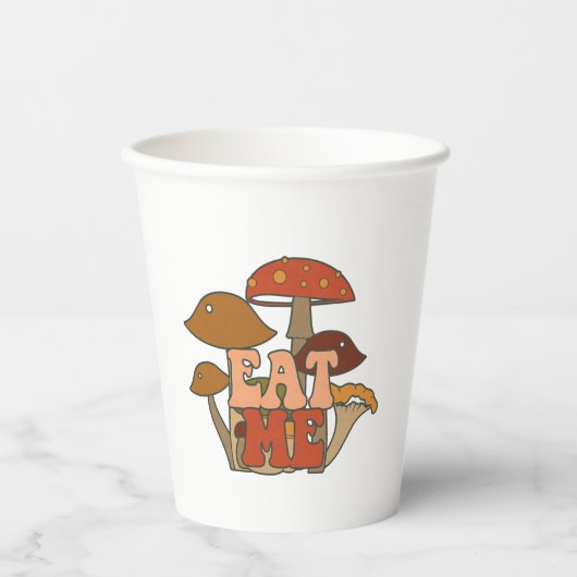 "Eat Me" - Whimsical Mushroom Design Pappbecher (Vorderseite)