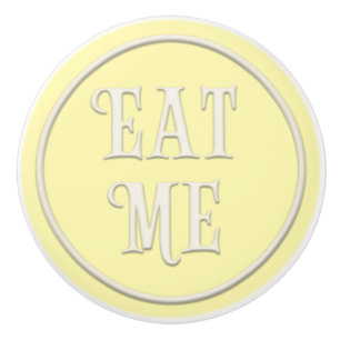 "Eat Me" Wunderland Tee Party Pastel Gelb Keramikknauf