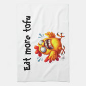 Eat More Tofu with Panicked Funny Chicken Geschirrtuch (Vertikal)