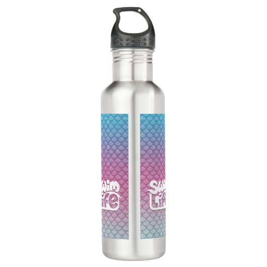 "Eat My Bubbles" Aquamarin/rosa/schaumig/schief Edelstahlflasche (Rückseite)