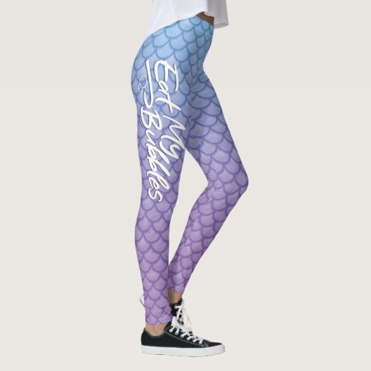 "Eat My Bubbles" Blau/Lila Waage Swim Life Leggings (Rechts)