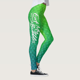 "Eat My Bubbles" Grüne/Aquamarine Waage Schwimmbad Leggings