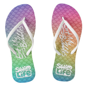 "Eat My Bubbles" Regenbogenwaage Swim Life Badesandalen