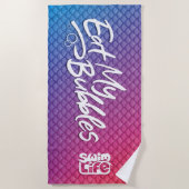 "Eat My Bubbles" Swim Life Pink/Lila/Blue Scales Strandtuch (Vorderseite)