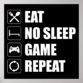 Eat, No Sleep, Game, Repeat - Funny Video Gamer Poster (Vorne)