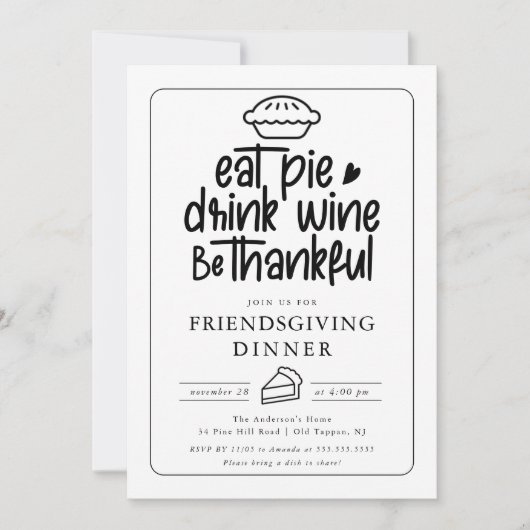 Eat Pie Friendgiving Dinner Einladung (Vorderseite)