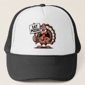 Eat Pizza, Fun Thanksgiving turkey Truckerkappe (Vorderseite)