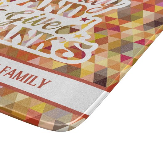 Eat Pray Give Danke Fall Erntedank Typografy Schneidebrett (Ecke)