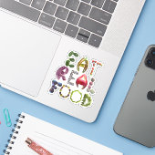 Eat Real Food - Kostenvoranschlag für gesunde Lebe Aufkleber (Laptop mit iPhone)