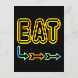 Eat Retro Neon Sign Art Postkarte