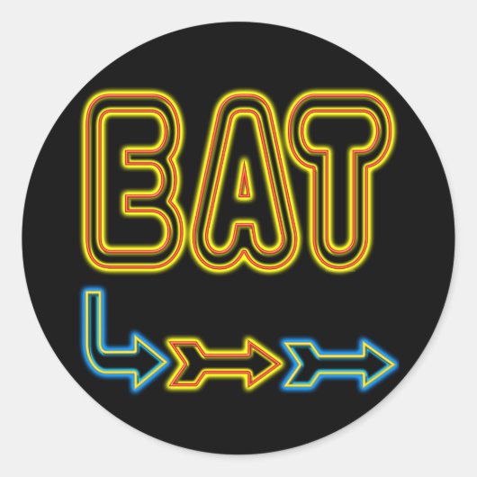 Eat Retro Neon Sign Art Runder Aufkleber (Vorderseite)