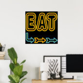 Eat Retro Neon signieren Kunst drucken Poster (Heimbüro)