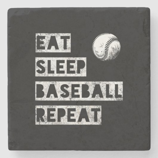 Eat-Schlaf Baseball wiederholen erschüttert Steinuntersetzer (Vorderseite)